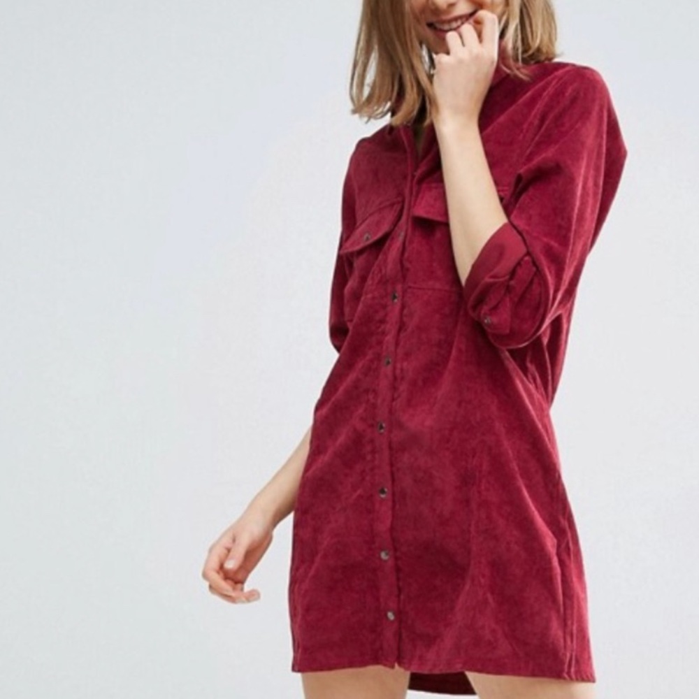 Native Youth Corduroy Shirt Dress